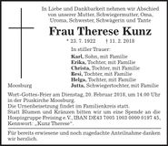 Traueranzeige Therese Kunz