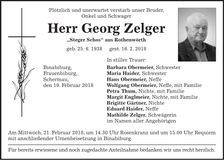 Traueranzeige Georg Zelger