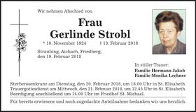 Traueranzeige Gerlinde Strobl
