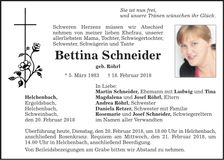 Traueranzeige Bettina Schneider