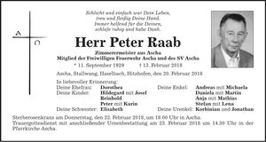 Traueranzeige Peter Raab