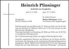 Traueranzeige Heinrich Plinninger