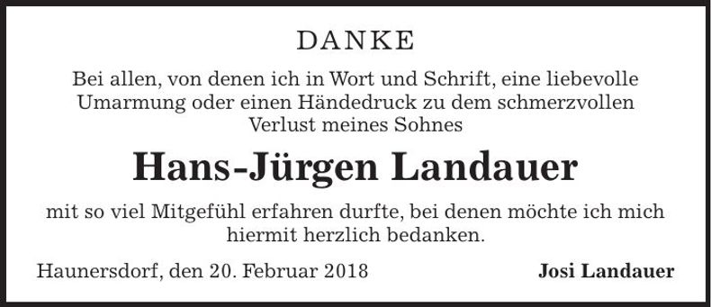 Traueranzeige Hans-Jürgen Landauer