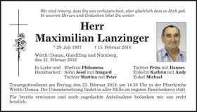 Traueranzeige Maximilian Lanzinger