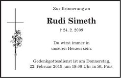 Traueranzeige Rudi Simeth