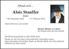 Traueranzeige Alois Stauffer