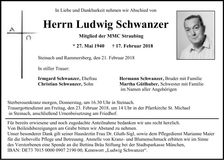Traueranzeige Ludwig Schwanzer