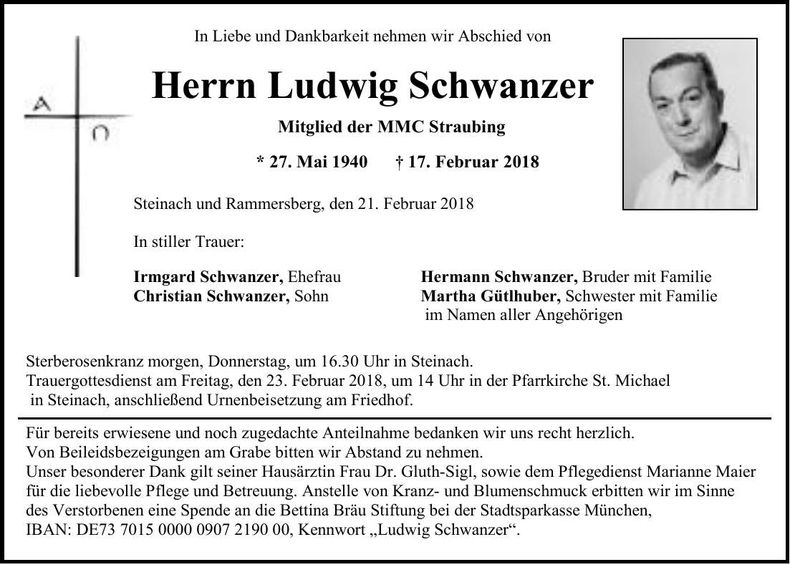Traueranzeige Ludwig Schwanzer