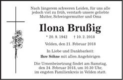 Traueranzeige Ilona Brußig