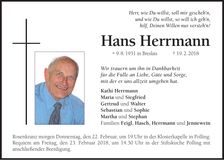 Traueranzeige Hans Herrmann