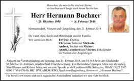 Traueranzeige Hermann Buchner