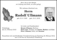 Traueranzeige Rudolf Ullmann
