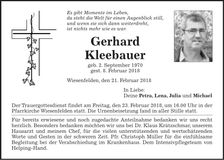 Traueranzeige Gerhard Kleebauer
