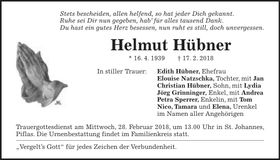 Traueranzeige Helmut Hübner