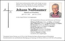 Traueranzeige Johann Nußbaumer