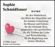 Traueranzeige Sophie Schmidbauer