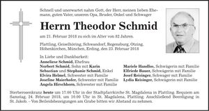 Traueranzeige Theodor Schmid