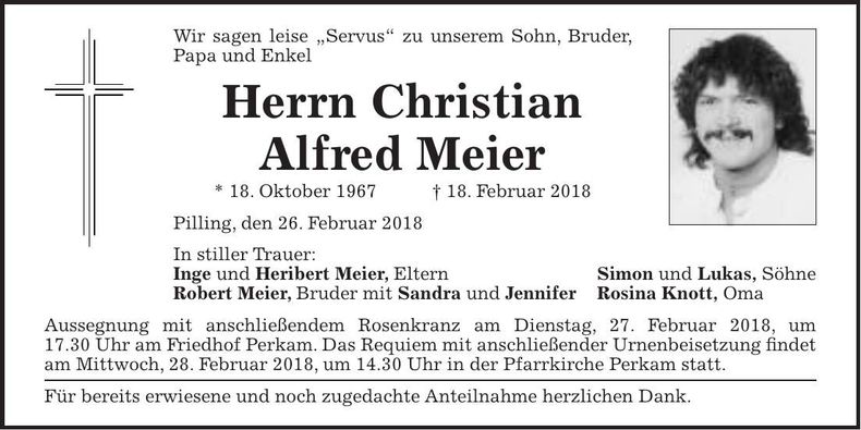 Traueranzeige Christian Meier