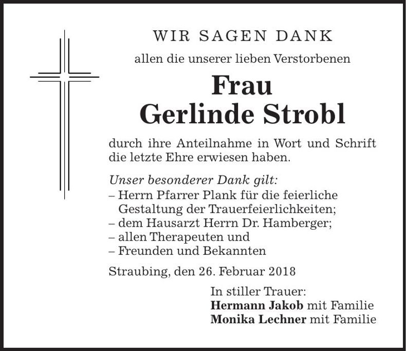 Traueranzeige Gerlinde Strobl