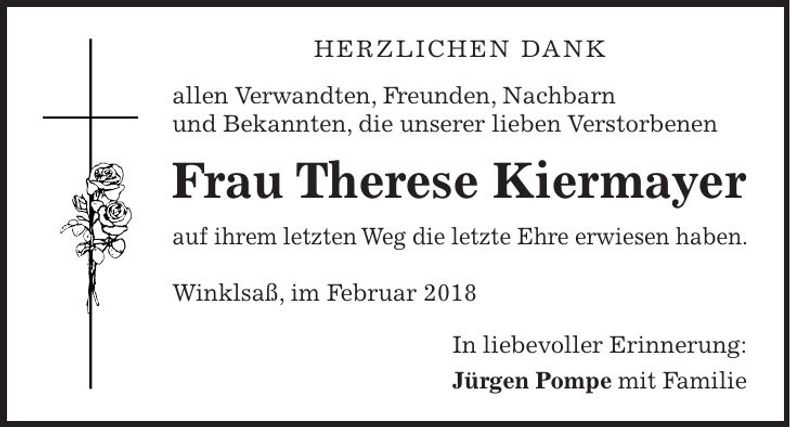 Traueranzeige Therese Kiermayer