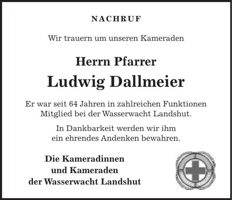 Traueranzeige Ludwig Dallmeier