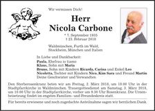 Traueranzeige Nicola Carbone