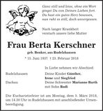 Traueranzeige Berta Kerschner