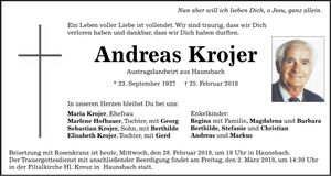 Traueranzeige Andreas Krojer