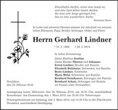 Traueranzeige Gerhard Lindner