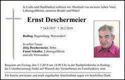 Traueranzeige Ernst Deschermeier