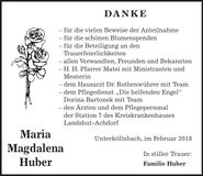 Traueranzeige Maria Magdalena Huber