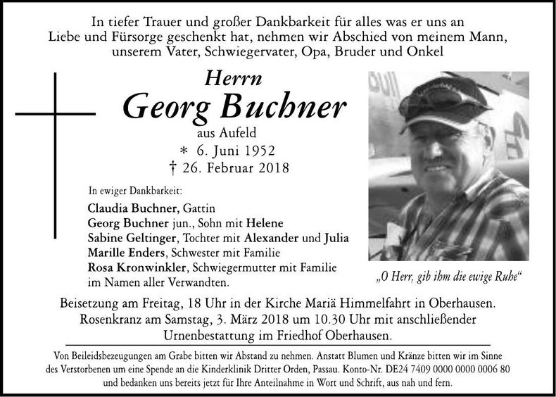 Traueranzeige Georg Buchner