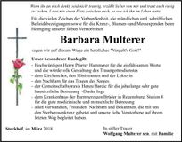 Traueranzeige Barbara Multerer