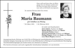 Traueranzeige Maria Baumann