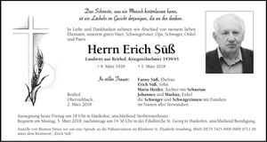 Traueranzeige Erich Süß
