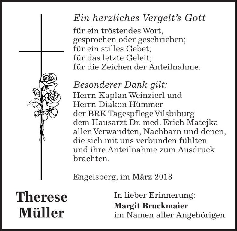 Traueranzeige Therese Müller