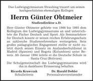 Traueranzeige Obtmeier Günter