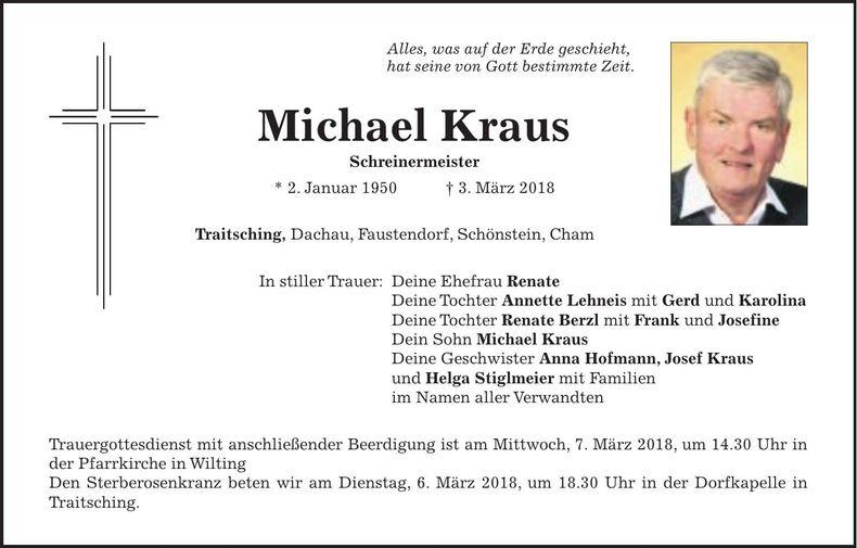 Traueranzeige Michael Kraus
