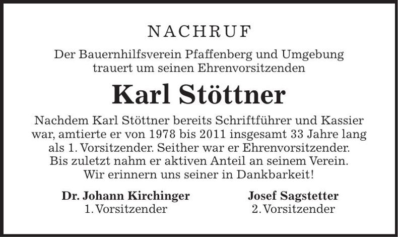 Traueranzeige Karl Stöttner