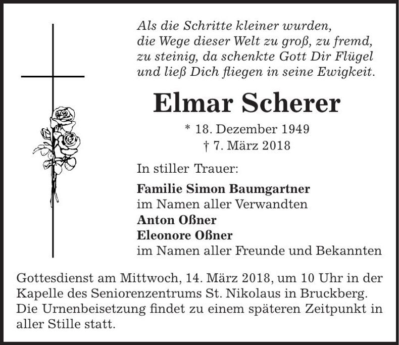 Traueranzeige Elmar Scherer