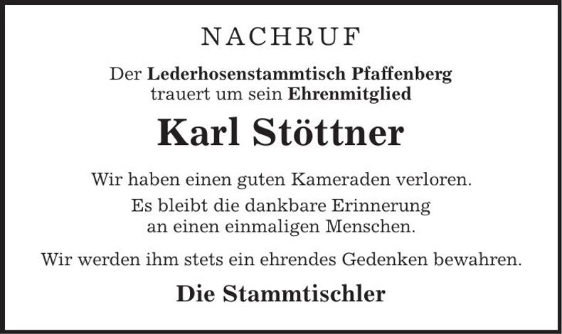 Traueranzeige Karl Stöttner