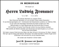 Traueranzeige Ludwig Fronauer