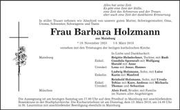 Traueranzeige Barbara Holzmann