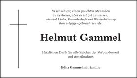 Traueranzeige Helmut Gammel