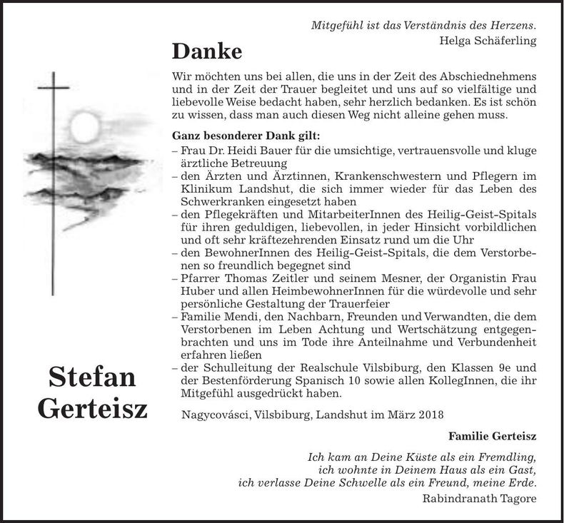 Traueranzeige Stefan Gerteisz