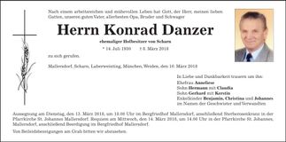 Traueranzeige Konrad Danzer