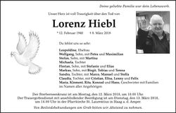Traueranzeige Lorenz Hiebl