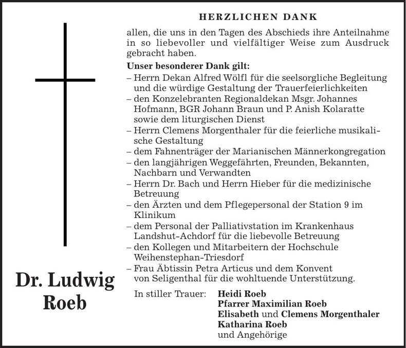 Traueranzeige Ludwig Roeb