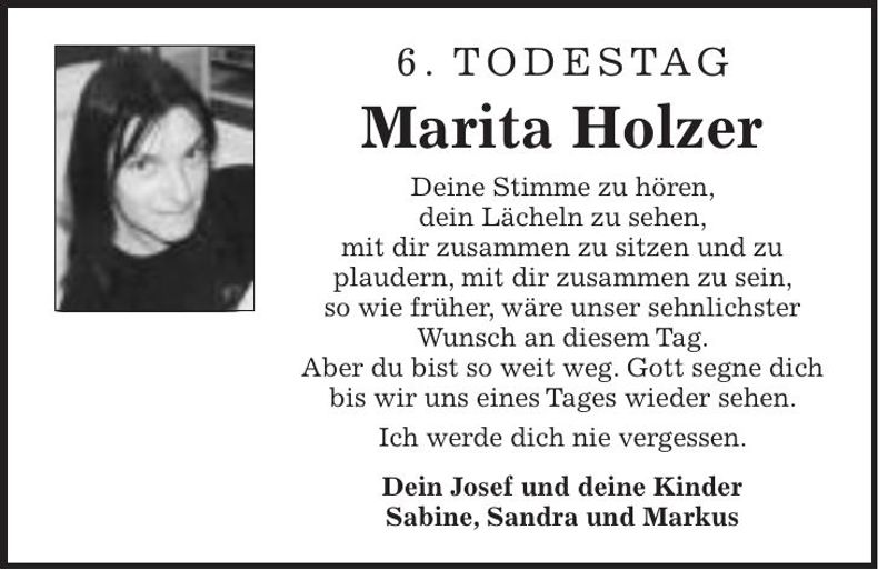 Traueranzeige Marita Holzer