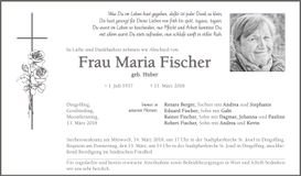 Traueranzeige Maria Fischer